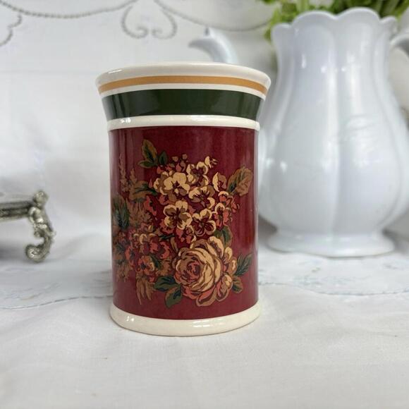 Springmaid Toothbrush Holder Rosemond Burgundy Cottage Roses Tooth Brush Holder - Picture 7 of 7
